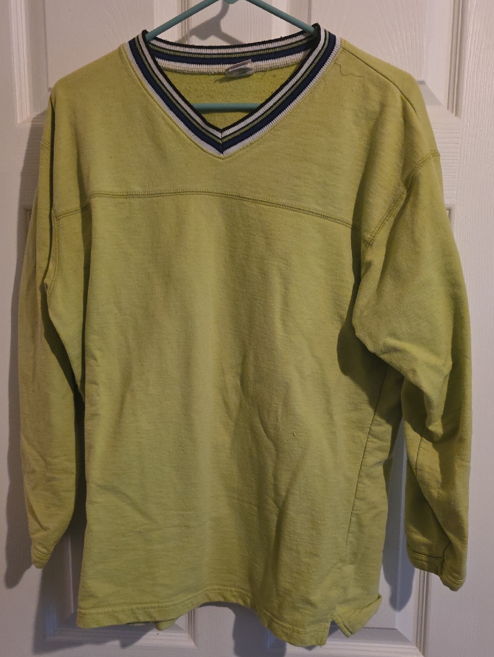Pro Spirit Athletic Gear Lime Green V-Neck Sweatshirt with Striped Collar